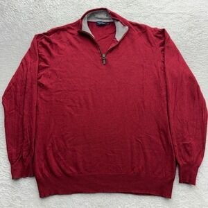 Filippo Riberti Mens XL Quarter Zip Sweater Burgundy Red Made in Italy Pullover